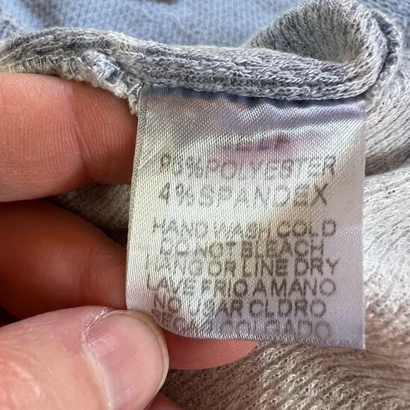 Easel Womens Waffle Knit Sweater Shirt Top Short Sleeve Tie Dye Blue White Large - Picture 10 of 11